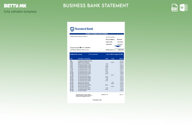 модерен стил Извештај за организација на Стандард банка Шаблон Word и PDF